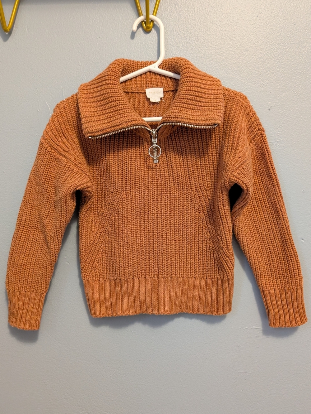 Jamie Kay Chunky Knit Half-Zip Sweater in Rust